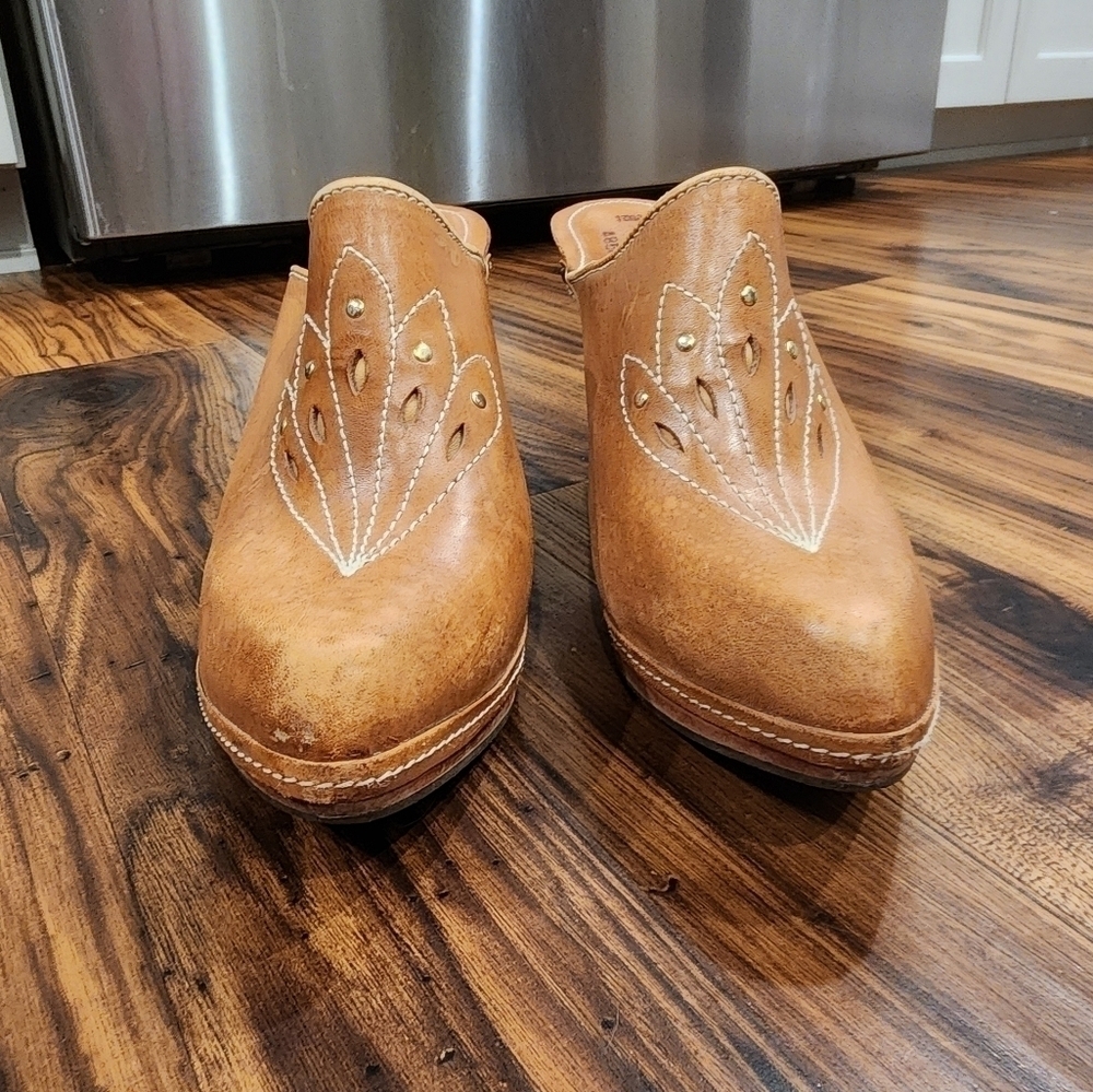 Festival Vintage Connie Leather/wood heeled mule - Picture 7 of 12